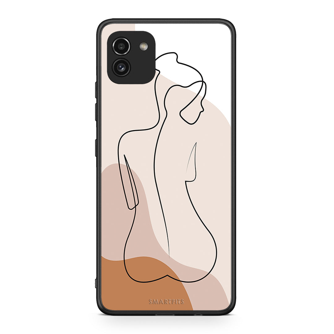 Samsung A03 LineArt Woman θήκη από τη Smartfits με σχέδιο στο πίσω μέρος και μαύρο περίβλημα | Smartphone case with colorful back and black bezels by Smartfits