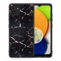 Thumbnail for Θήκη Samsung A03 Black Rosegold Marble από τη Smartfits με σχέδιο στο πίσω μέρος και μαύρο περίβλημα | Samsung A03 Black Rosegold Marble case with colorful back and black bezels