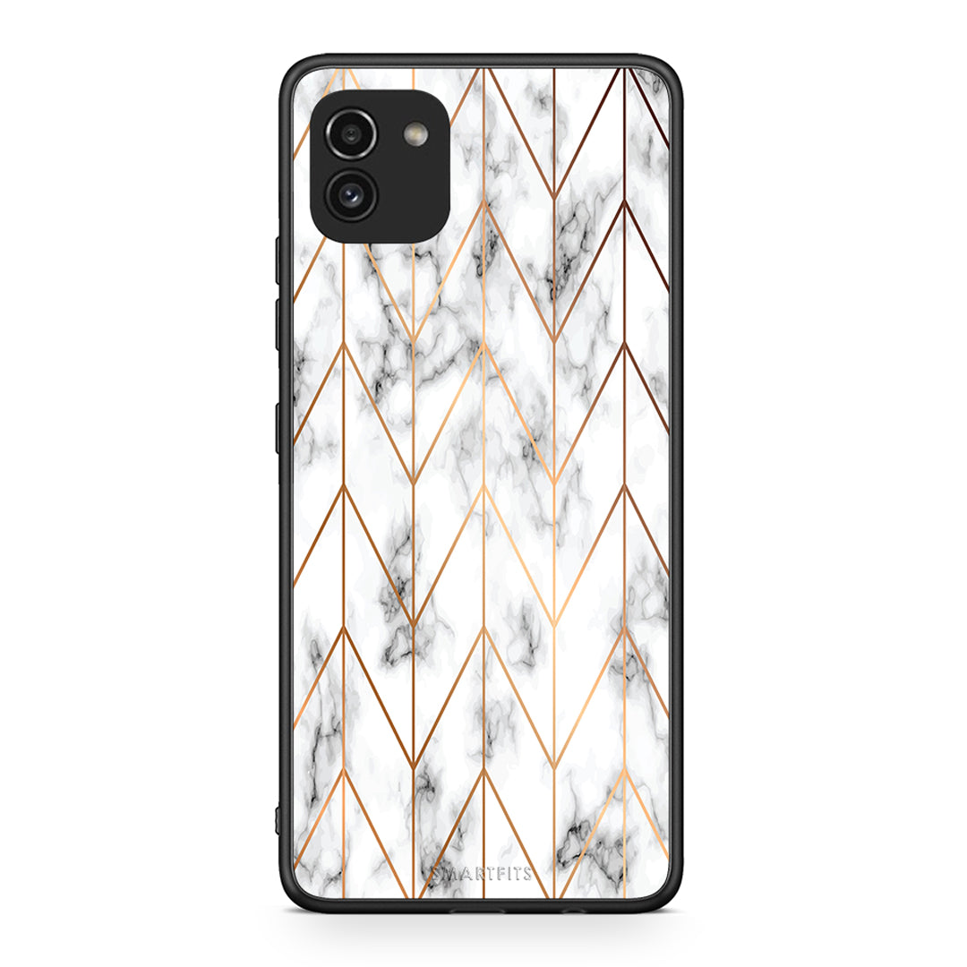 44 - Samsung A03 Gold Geometric Marble case, cover, bumper