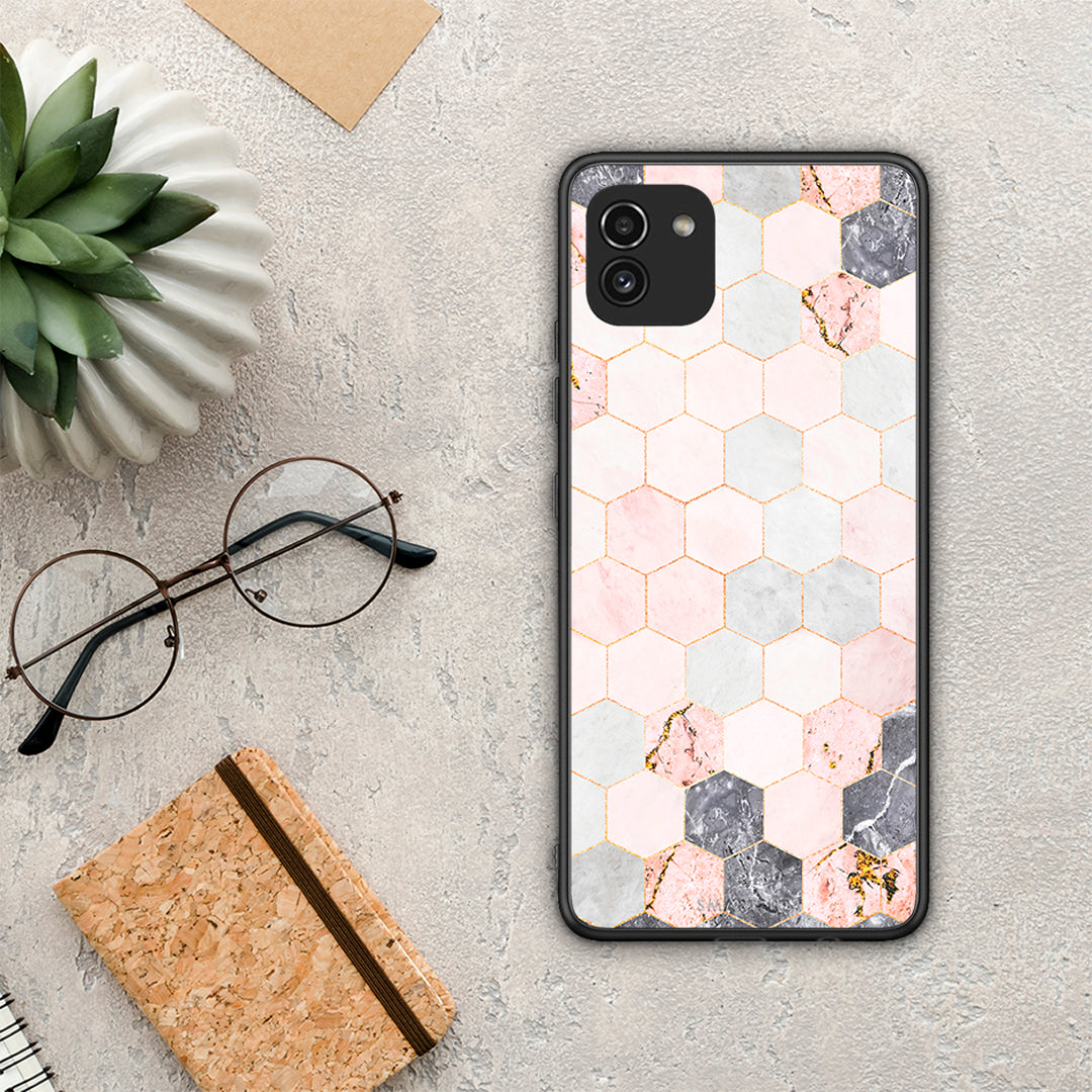 Marble Hexagon Pink - Samsung Galaxy A03 case