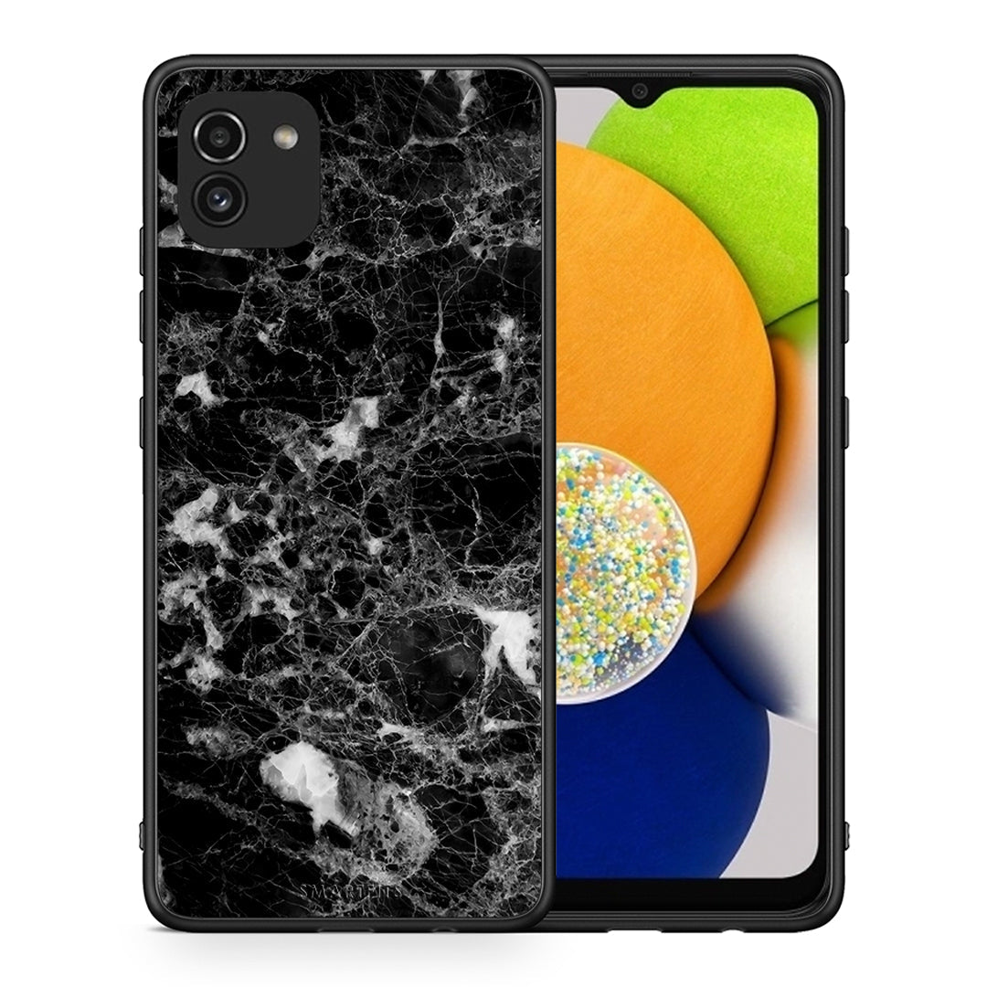 Θήκη Samsung A03 Male Marble από τη Smartfits με σχέδιο στο πίσω μέρος και μαύρο περίβλημα | Samsung A03 Male Marble case with colorful back and black bezels