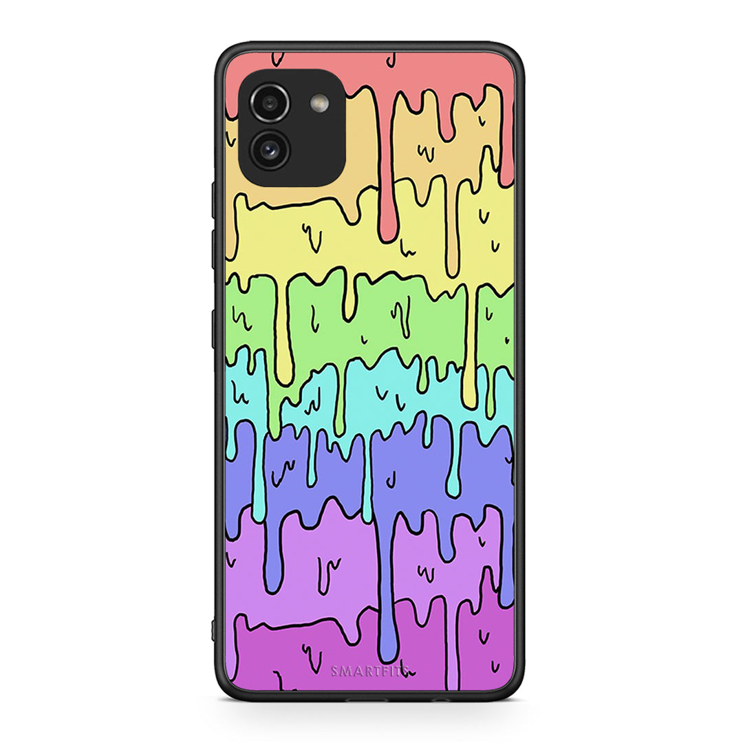 Samsung A03 Melting Rainbow θήκη από τη Smartfits με σχέδιο στο πίσω μέρος και μαύρο περίβλημα | Smartphone case with colorful back and black bezels by Smartfits