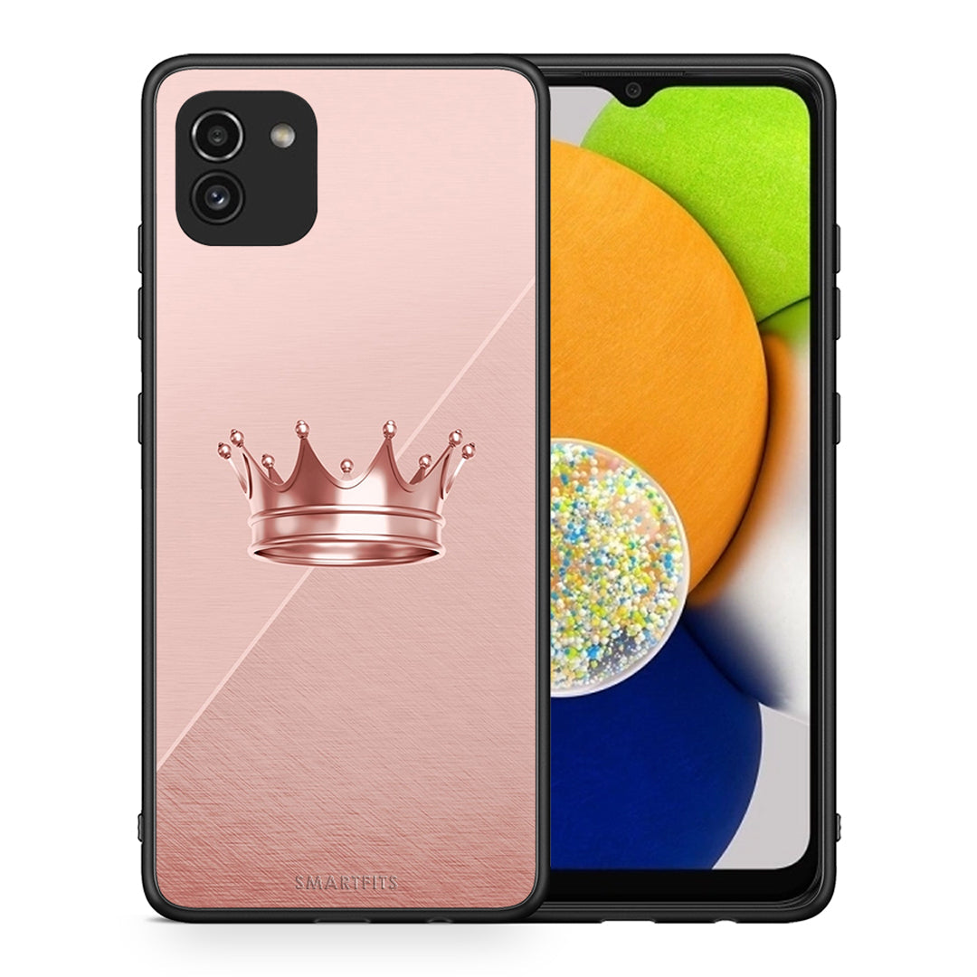 Θήκη Samsung A03 Crown Minimal από τη Smartfits με σχέδιο στο πίσω μέρος και μαύρο περίβλημα | Samsung A03 Crown Minimal case with colorful back and black bezels