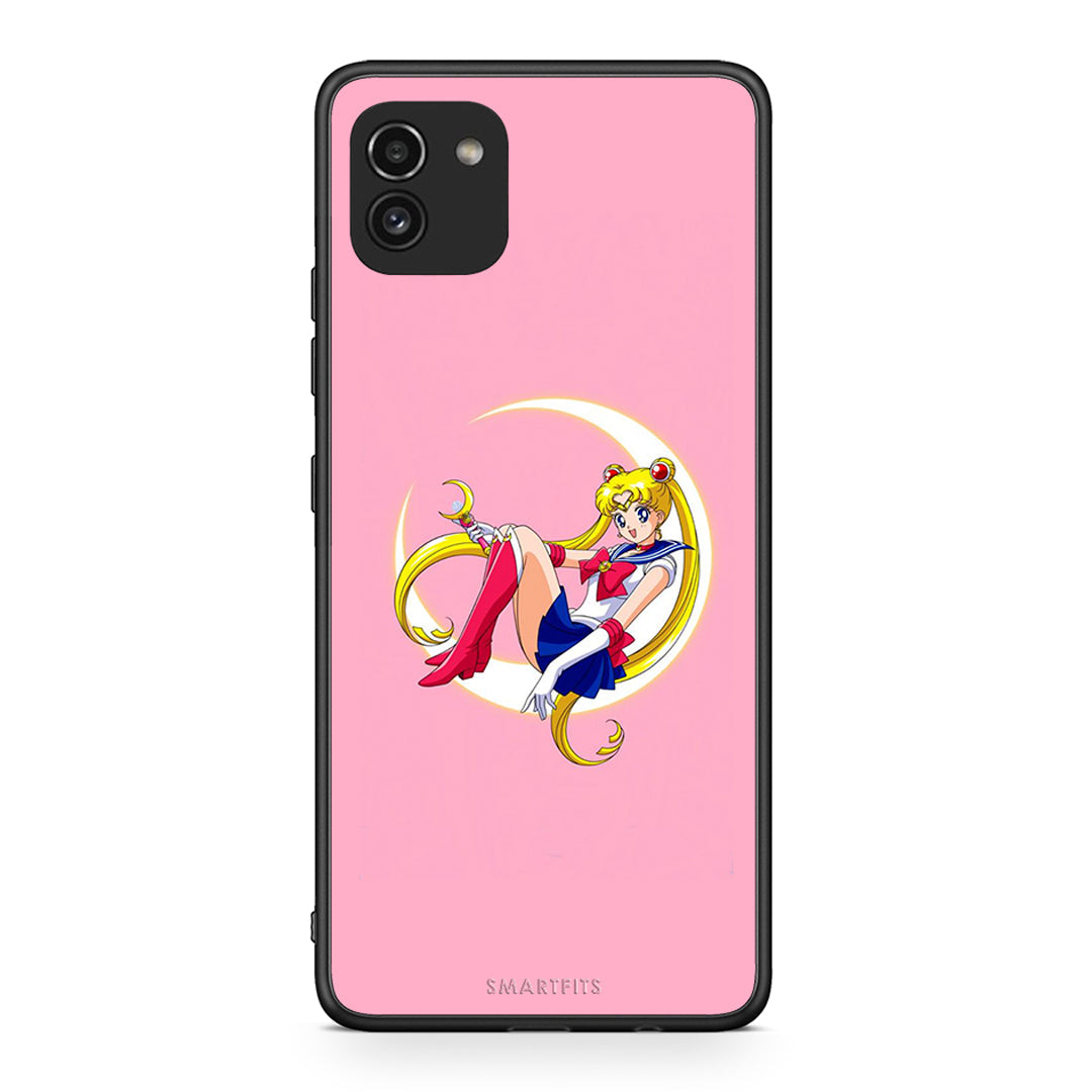 Samsung A03 Moon Girl θήκη από τη Smartfits με σχέδιο στο πίσω μέρος και μαύρο περίβλημα | Smartphone case with colorful back and black bezels by Smartfits