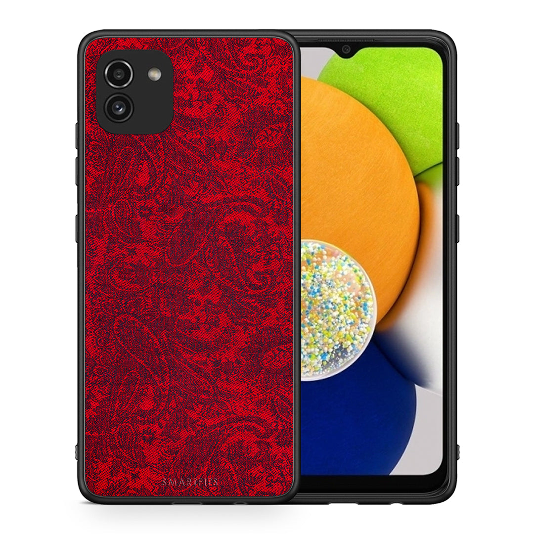 Θήκη Samsung A03 Paisley Cashmere από τη Smartfits με σχέδιο στο πίσω μέρος και μαύρο περίβλημα | Samsung A03 Paisley Cashmere case with colorful back and black bezels