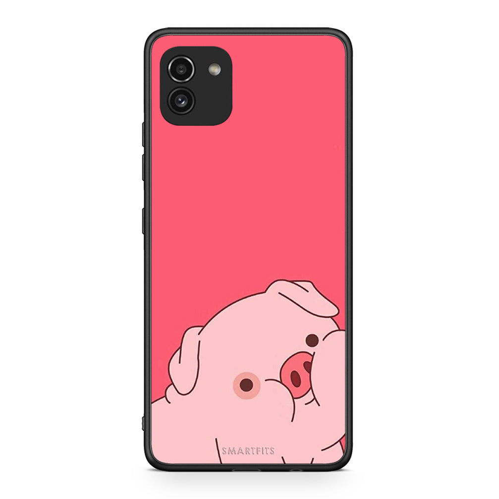 Samsung A03 Pig Love 1 Θήκη Αγίου Βαλεντίνου από τη Smartfits με σχέδιο στο πίσω μέρος και μαύρο περίβλημα | Smartphone case with colorful back and black bezels by Smartfits