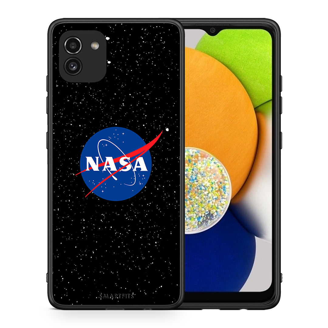 Θήκη Samsung A03 NASA PopArt από τη Smartfits με σχέδιο στο πίσω μέρος και μαύρο περίβλημα | Samsung A03 NASA PopArt case with colorful back and black bezels