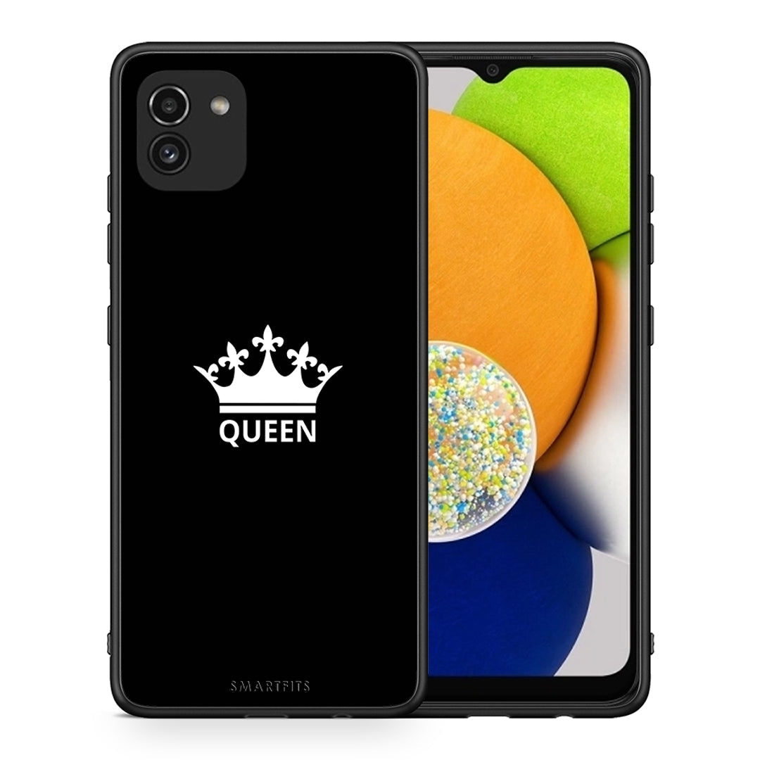 Θήκη Samsung A03 Queen Valentine από τη Smartfits με σχέδιο στο πίσω μέρος και μαύρο περίβλημα | Samsung A03 Queen Valentine case with colorful back and black bezels