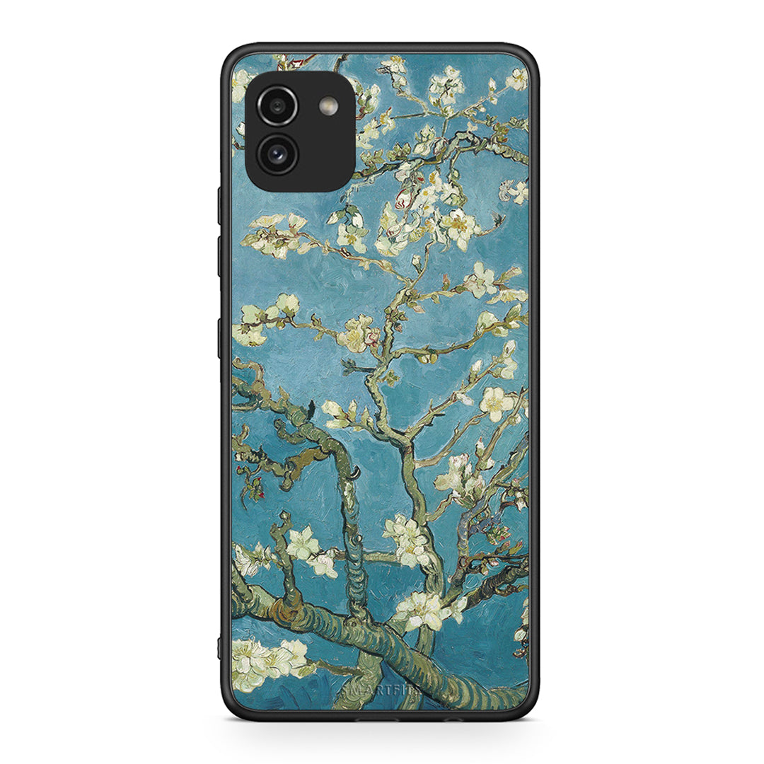 Samsung A03 White Blossoms θήκη από τη Smartfits με σχέδιο στο πίσω μέρος και μαύρο περίβλημα | Smartphone case with colorful back and black bezels by Smartfits