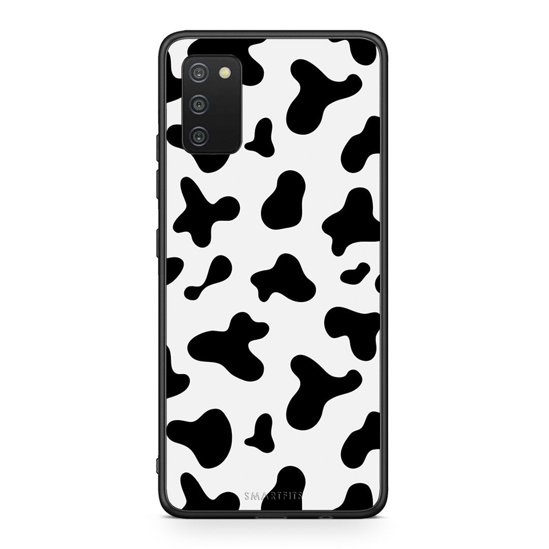 Samsung A03s Cow Print θήκη από τη Smartfits με σχέδιο στο πίσω μέρος και μαύρο περίβλημα | Smartphone case with colorful back and black bezels by Smartfits