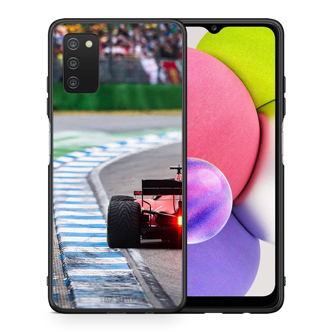 Θήκη Samsung A03s Racing Vibes από τη Smartfits με σχέδιο στο πίσω μέρος και μαύρο περίβλημα | Samsung A03s Racing Vibes case with colorful back and black bezels