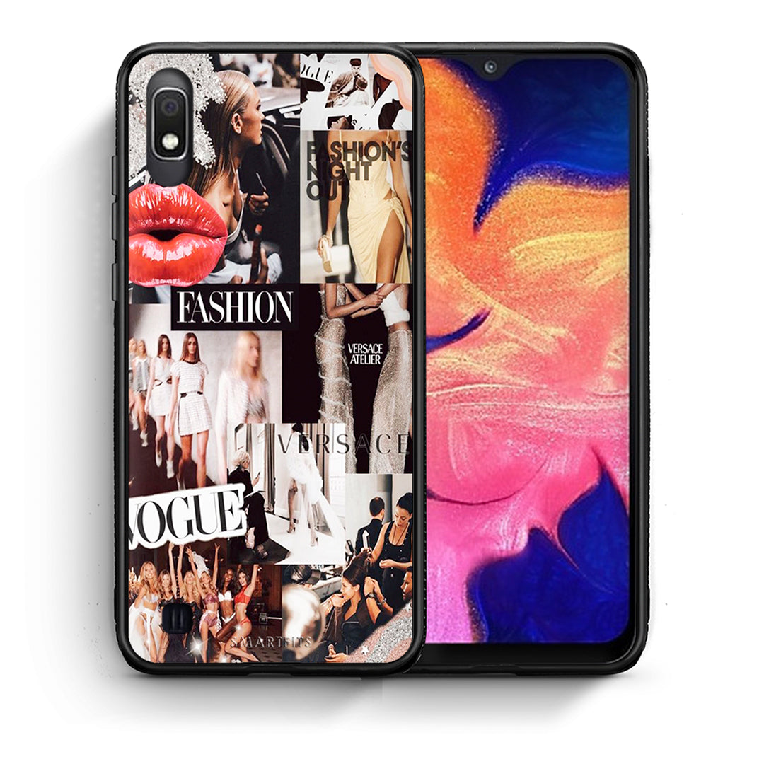 Θήκη Αγίου Βαλεντίνου Samsung A10 Collage Fashion από τη Smartfits με σχέδιο στο πίσω μέρος και μαύρο περίβλημα | Samsung A10 Collage Fashion case with colorful back and black bezels