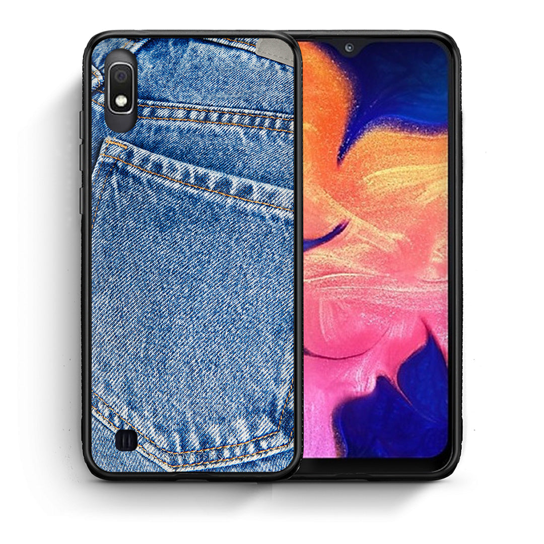 Θήκη Samsung A10 Jeans Pocket από τη Smartfits με σχέδιο στο πίσω μέρος και μαύρο περίβλημα | Samsung A10 Jeans Pocket case with colorful back and black bezels