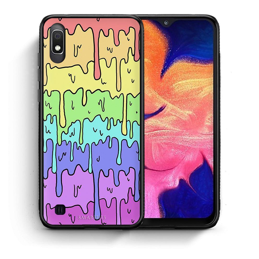 Θήκη Samsung A10 Melting Rainbow από τη Smartfits με σχέδιο στο πίσω μέρος και μαύρο περίβλημα | Samsung A10 Melting Rainbow case with colorful back and black bezels