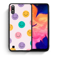 Thumbnail for Θήκη Samsung A10 Smiley Faces από τη Smartfits με σχέδιο στο πίσω μέρος και μαύρο περίβλημα | Samsung A10 Smiley Faces case with colorful back and black bezels