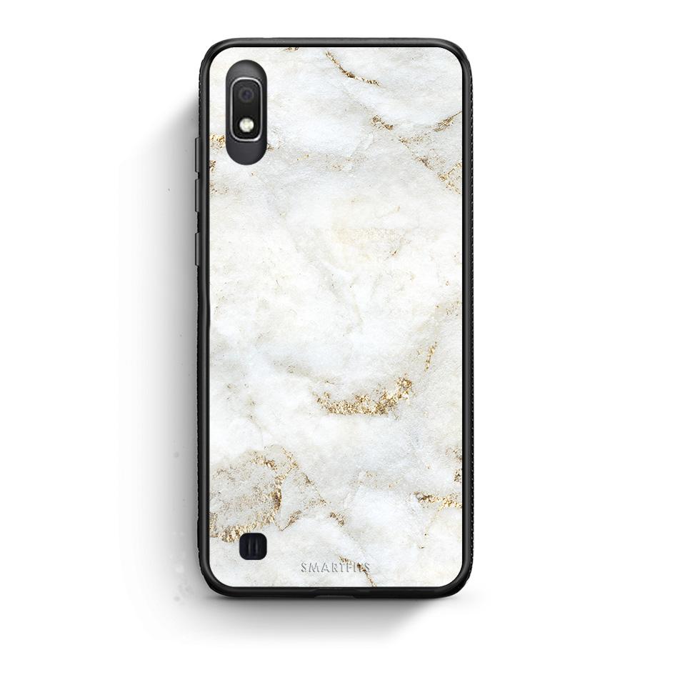 Samsung A10 White Gold Marble θήκη από τη Smartfits με σχέδιο στο πίσω μέρος και μαύρο περίβλημα | Smartphone case with colorful back and black bezels by Smartfits