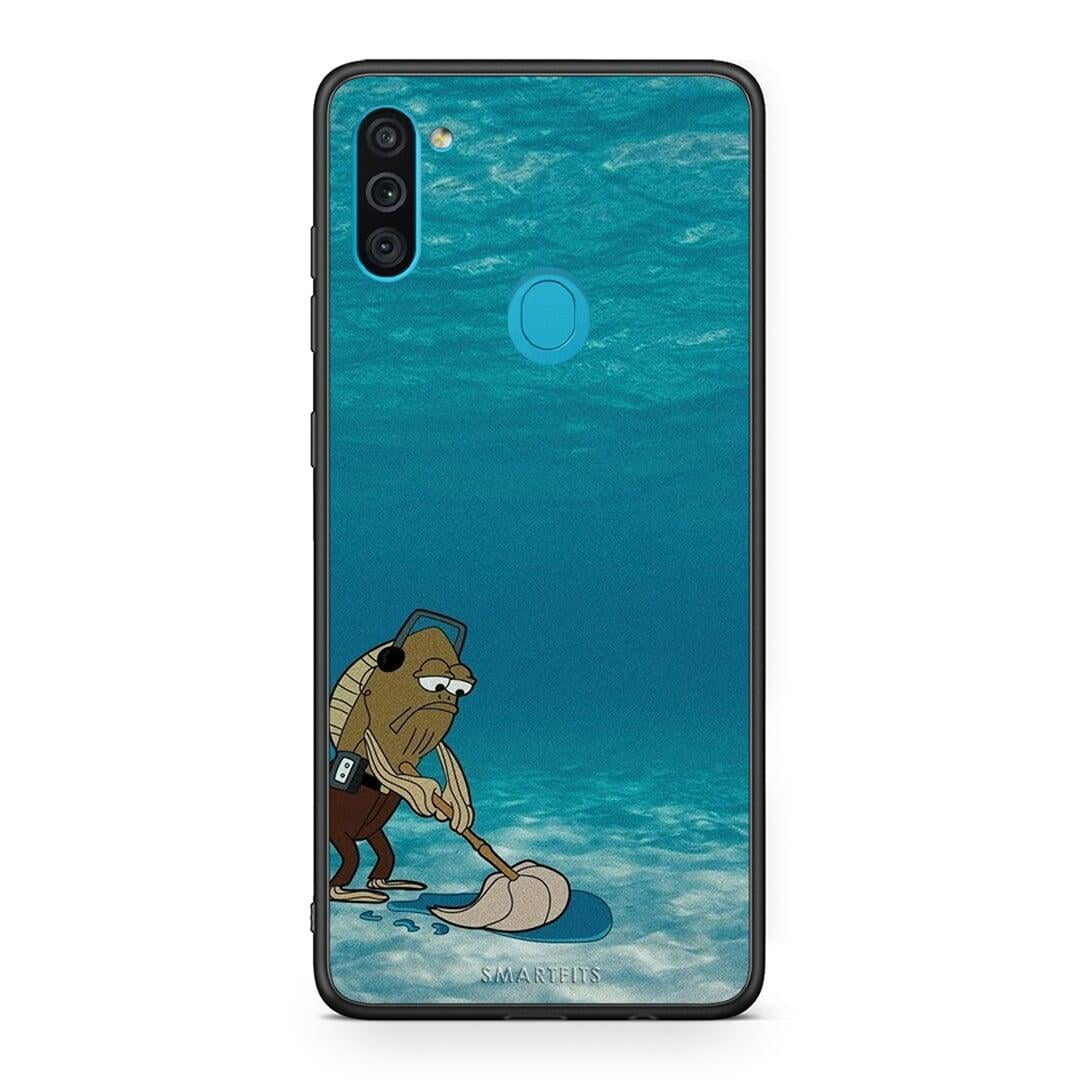 Samsung A11 / M11 Clean The Ocean Θήκη από τη Smartfits με σχέδιο στο πίσω μέρος και μαύρο περίβλημα | Smartphone case with colorful back and black bezels by Smartfits