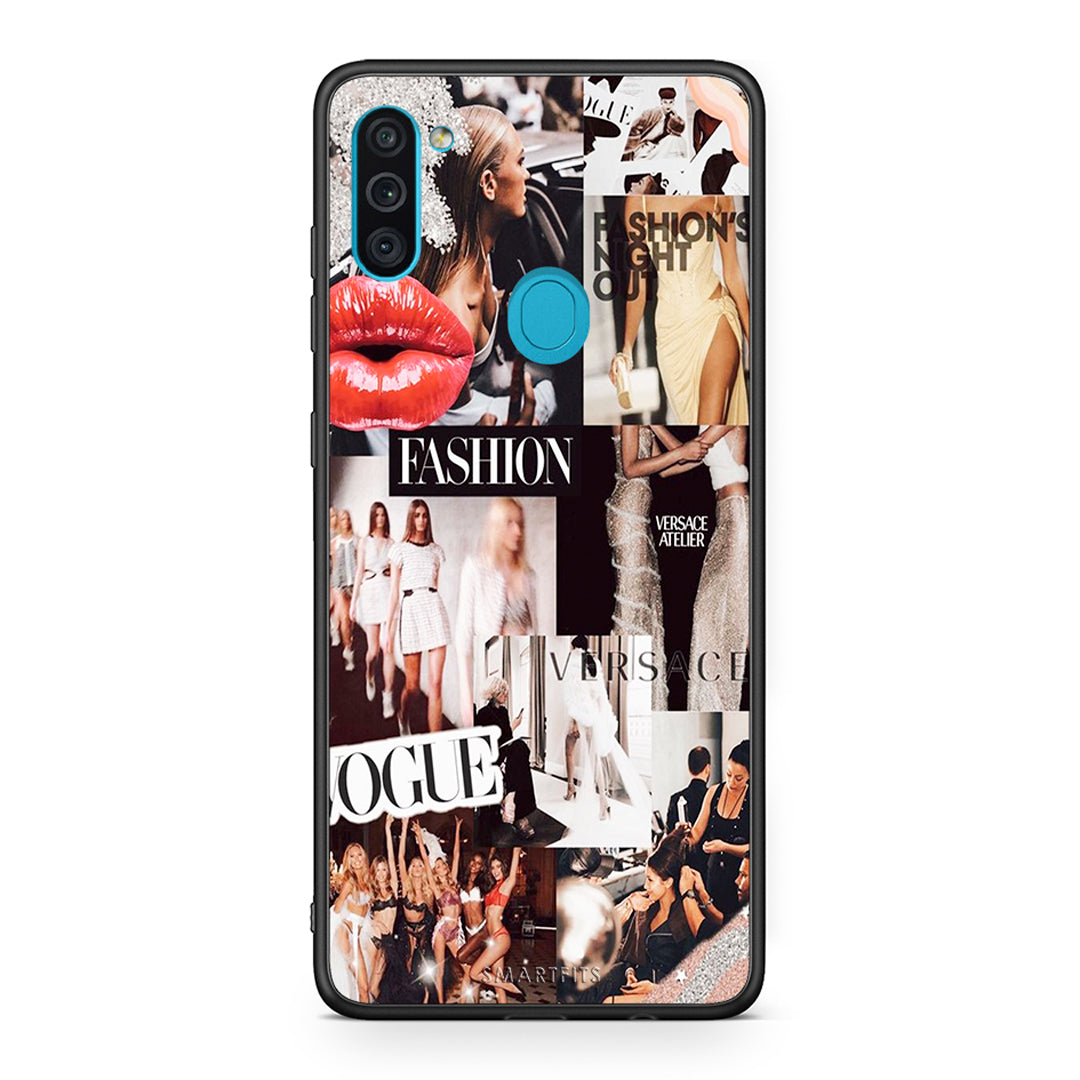 Samsung A11 / M11 Collage Fashion Θήκη Αγίου Βαλεντίνου από τη Smartfits με σχέδιο στο πίσω μέρος και μαύρο περίβλημα | Smartphone case with colorful back and black bezels by Smartfits