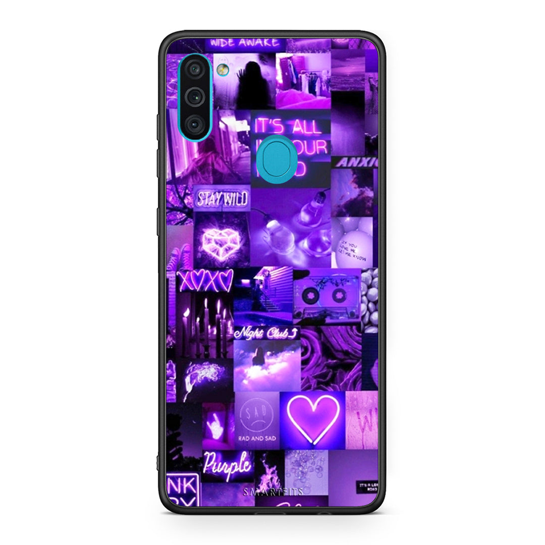 Samsung A11 / M11 Collage Stay Wild Θήκη Αγίου Βαλεντίνου από τη Smartfits με σχέδιο στο πίσω μέρος και μαύρο περίβλημα | Smartphone case with colorful back and black bezels by Smartfits