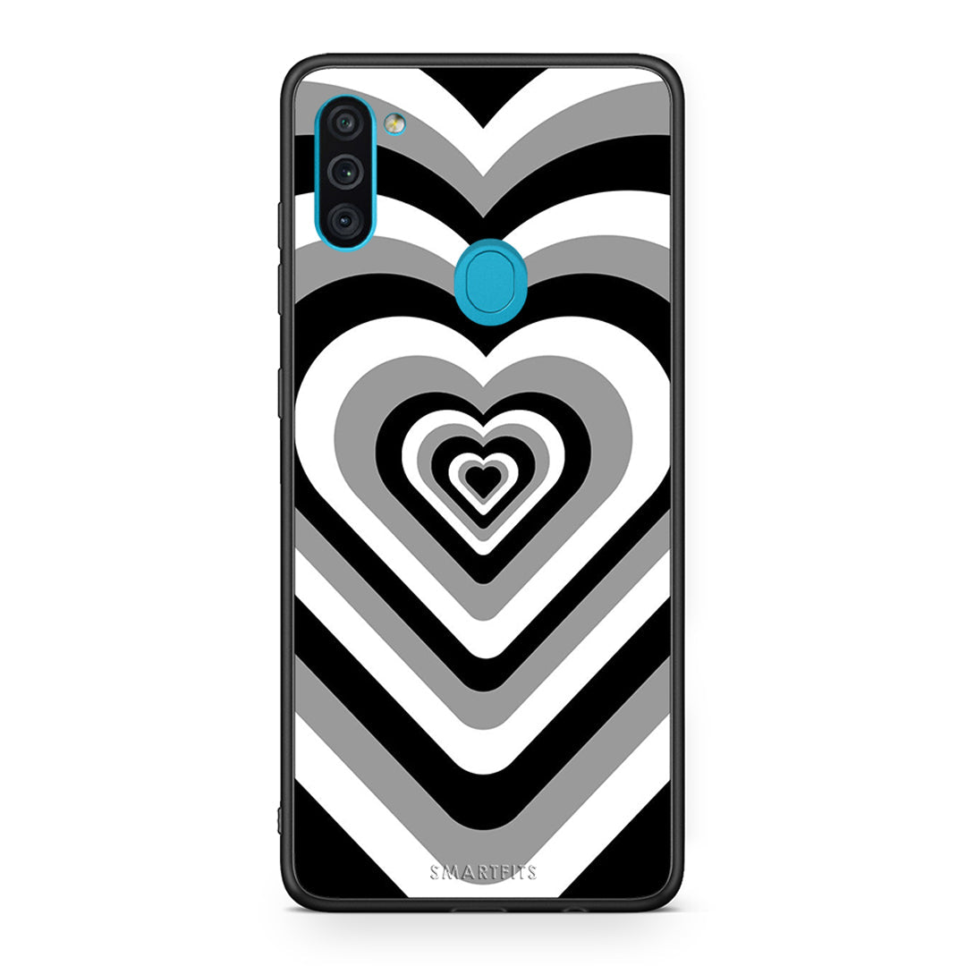 Samsung A11/M11 Black Hearts θήκη από τη Smartfits με σχέδιο στο πίσω μέρος και μαύρο περίβλημα | Smartphone case with colorful back and black bezels by Smartfits