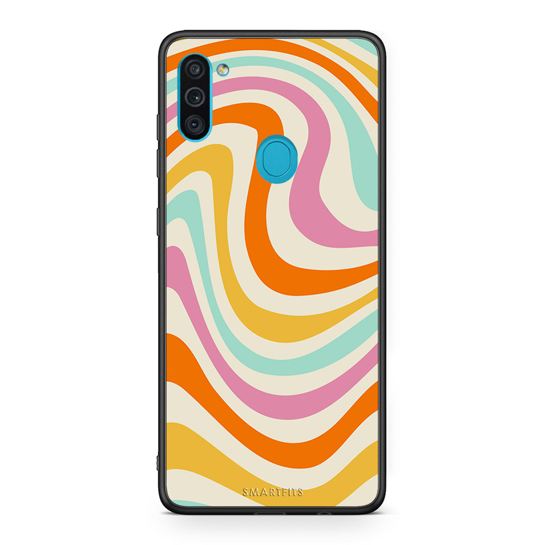 Samsung A11/M11 Colourful Waves θήκη από τη Smartfits με σχέδιο στο πίσω μέρος και μαύρο περίβλημα | Smartphone case with colorful back and black bezels by Smartfits