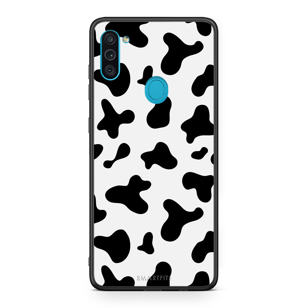 Samsung A11/M11 Cow Print θήκη από τη Smartfits με σχέδιο στο πίσω μέρος και μαύρο περίβλημα | Smartphone case with colorful back and black bezels by Smartfits