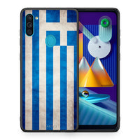 Thumbnail for Θήκη Samsung A11/M11 Greek Flag από τη Smartfits με σχέδιο στο πίσω μέρος και μαύρο περίβλημα | Samsung A11/M11 Greek Flag case with colorful back and black bezels