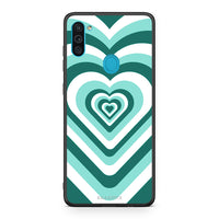 Thumbnail for Samsung A11/M11 Green Hearts θήκη από τη Smartfits με σχέδιο στο πίσω μέρος και μαύρο περίβλημα | Smartphone case with colorful back and black bezels by Smartfits
