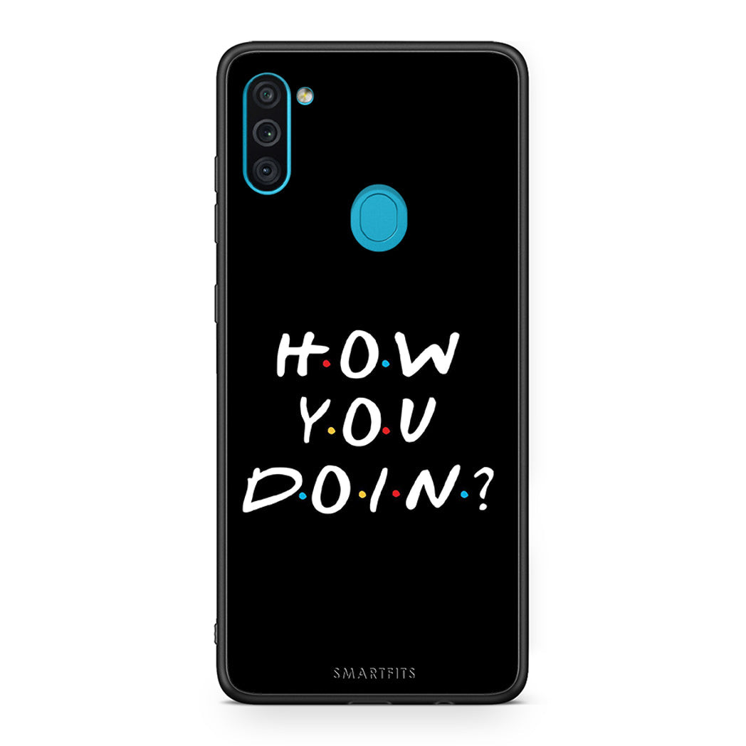 Samsung A11/M11 How You Doin θήκη από τη Smartfits με σχέδιο στο πίσω μέρος και μαύρο περίβλημα | Smartphone case with colorful back and black bezels by Smartfits