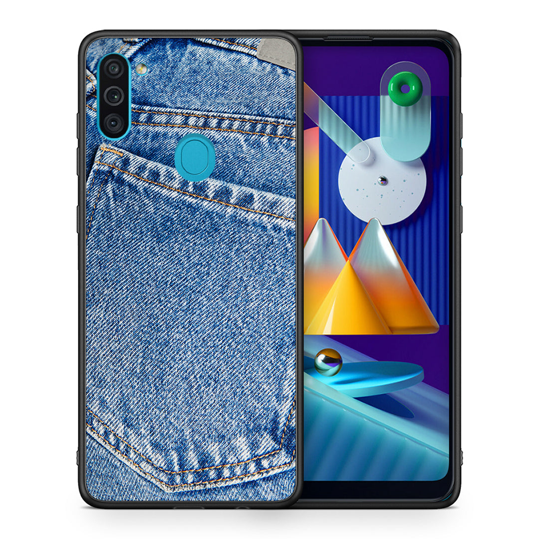 Θήκη Samsung A11/M11 Jeans Pocket από τη Smartfits με σχέδιο στο πίσω μέρος και μαύρο περίβλημα | Samsung A11/M11 Jeans Pocket case with colorful back and black bezels