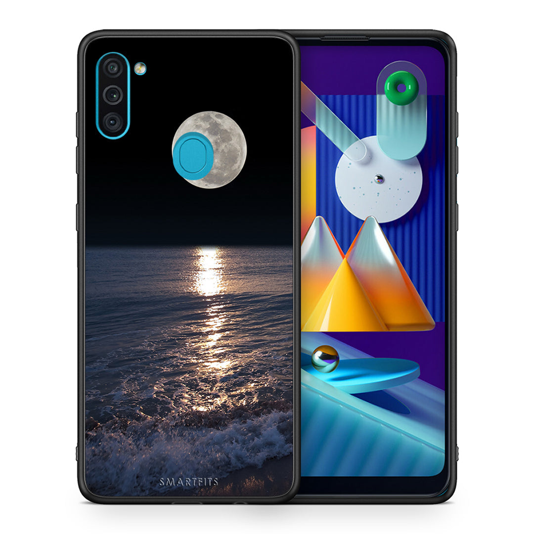 Θήκη Samsung A11/M11 Moon Landscape από τη Smartfits με σχέδιο στο πίσω μέρος και μαύρο περίβλημα | Samsung A11/M11 Moon Landscape case with colorful back and black bezels