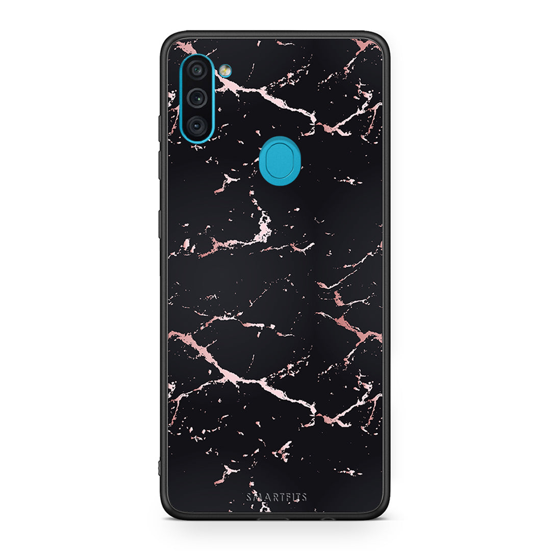 4 - Samsung A11/M11 Black Rosegold Marble case, cover, bumper