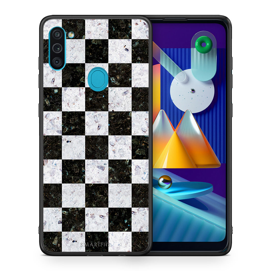 Θήκη Samsung A11/M11 Square Geometric Marble από τη Smartfits με σχέδιο στο πίσω μέρος και μαύρο περίβλημα | Samsung A11/M11 Square Geometric Marble case with colorful back and black bezels