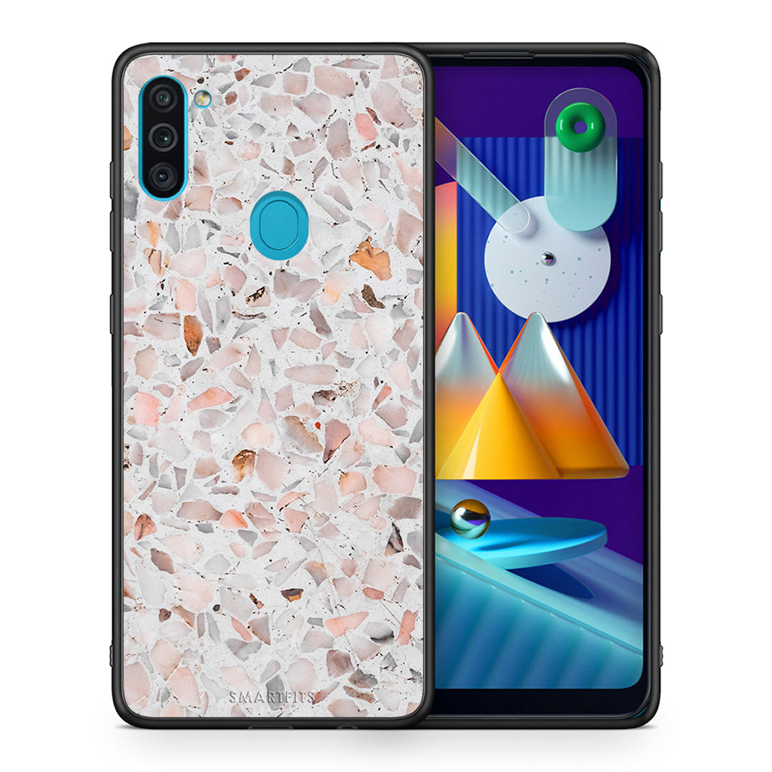 Θήκη Samsung A11/M11 Marble Terrazzo από τη Smartfits με σχέδιο στο πίσω μέρος και μαύρο περίβλημα | Samsung A11/M11 Marble Terrazzo case with colorful back and black bezels