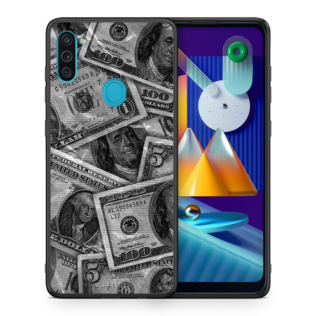 Θήκη Samsung A11/M11 Money Dollars από τη Smartfits με σχέδιο στο πίσω μέρος και μαύρο περίβλημα | Samsung A11/M11 Money Dollars case with colorful back and black bezels