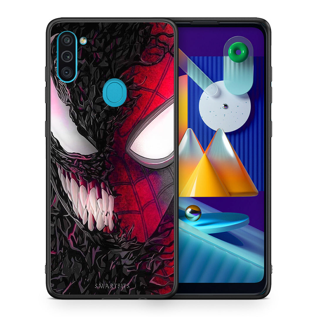 Θήκη Samsung A11/M11 SpiderVenom PopArt από τη Smartfits με σχέδιο στο πίσω μέρος και μαύρο περίβλημα | Samsung A11/M11 SpiderVenom PopArt case with colorful back and black bezels