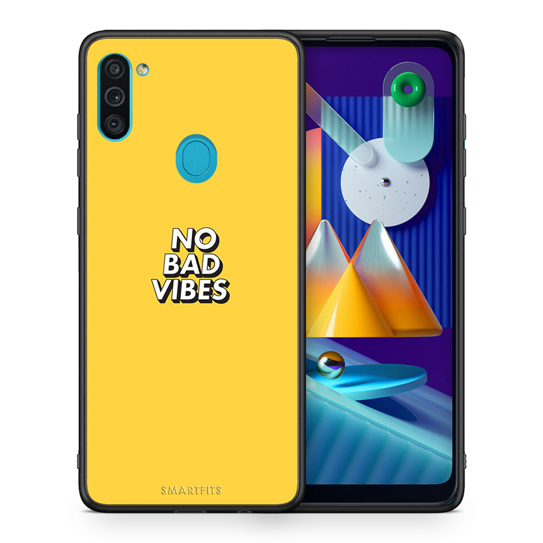 Θήκη Samsung A11/M11 Vibes Text από τη Smartfits με σχέδιο στο πίσω μέρος και μαύρο περίβλημα | Samsung A11/M11 Vibes Text case with colorful back and black bezels