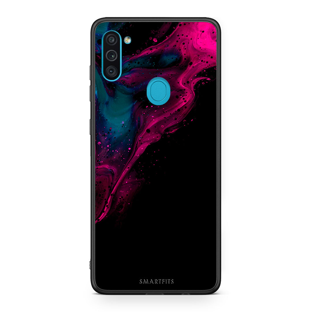 4 - Samsung A11/M11 Pink Black Watercolor case, cover, bumper