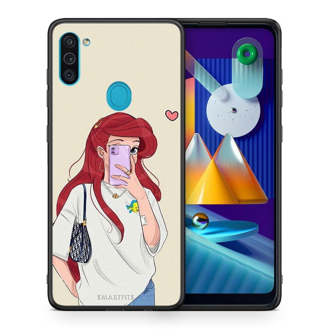 Θήκη Samsung A11 / M11 Walking Mermaid από τη Smartfits με σχέδιο στο πίσω μέρος και μαύρο περίβλημα | Samsung A11 / M11 Walking Mermaid case with colorful back and black bezels