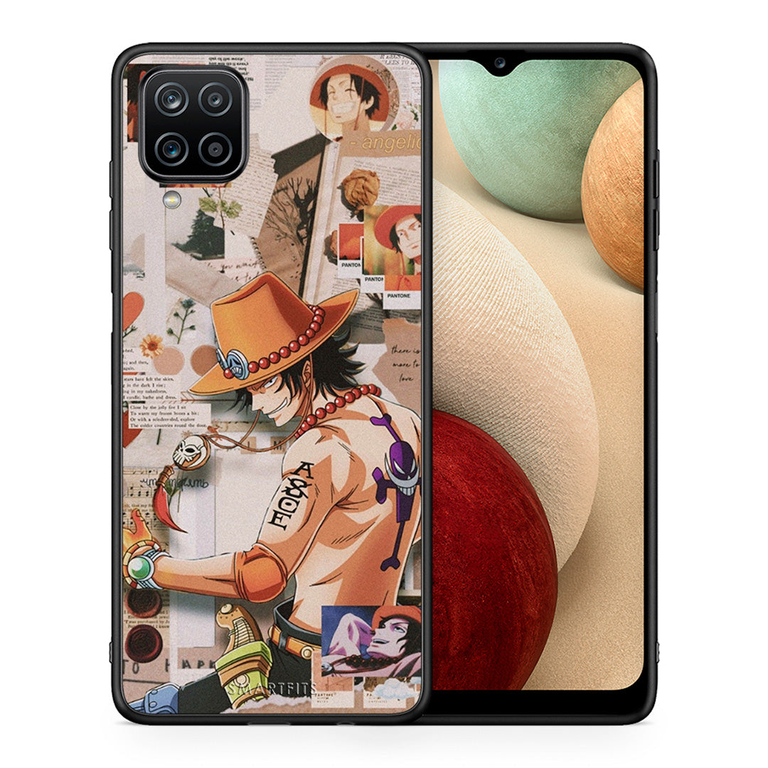 Θήκη Samsung A12 Anime Collage από τη Smartfits με σχέδιο στο πίσω μέρος και μαύρο περίβλημα | Samsung A12 Anime Collage case with colorful back and black bezels