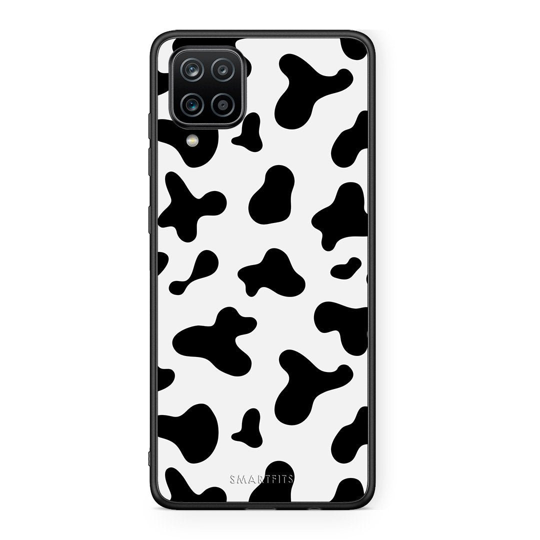Samsung A12 Cow Print θήκη από τη Smartfits με σχέδιο στο πίσω μέρος και μαύρο περίβλημα | Smartphone case with colorful back and black bezels by Smartfits