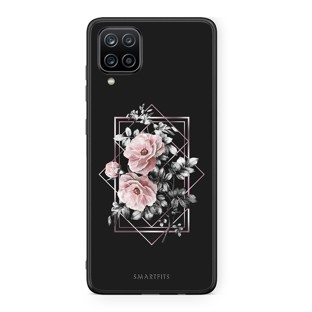 4 - Samsung A12 Frame Flower case, cover, bumper