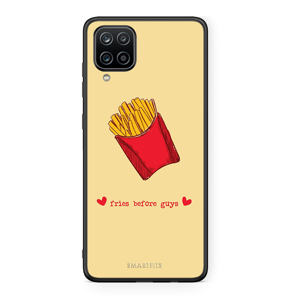 Samsung A12 Fries Before Guys Θήκη Αγίου Βαλεντίνου από τη Smartfits με σχέδιο στο πίσω μέρος και μαύρο περίβλημα | Smartphone case with colorful back and black bezels by Smartfits