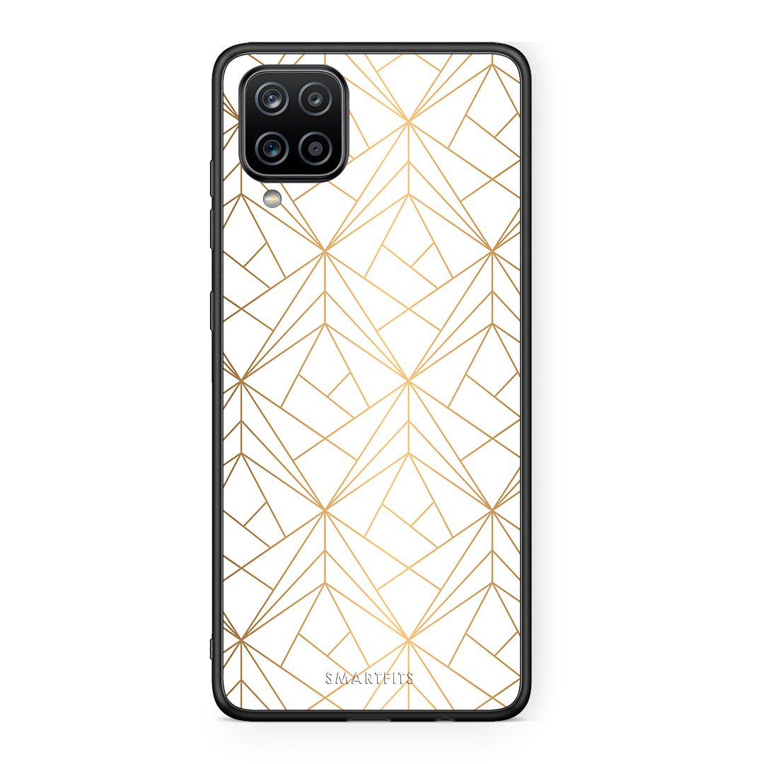 111 - Samsung A12 Luxury White Geometric case, cover, bumper