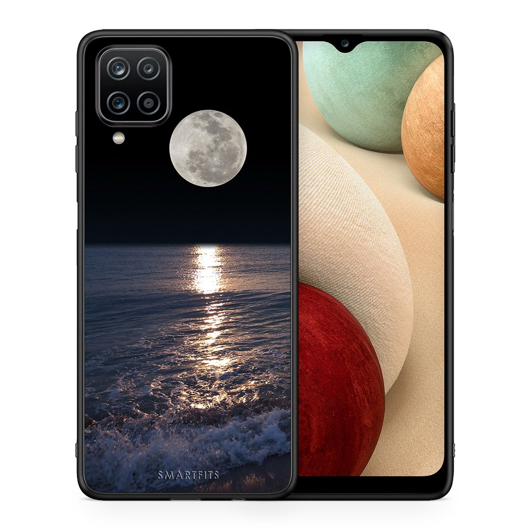 Θήκη Samsung A12 Moon Landscape από τη Smartfits με σχέδιο στο πίσω μέρος και μαύρο περίβλημα | Samsung A12 Moon Landscape case with colorful back and black bezels