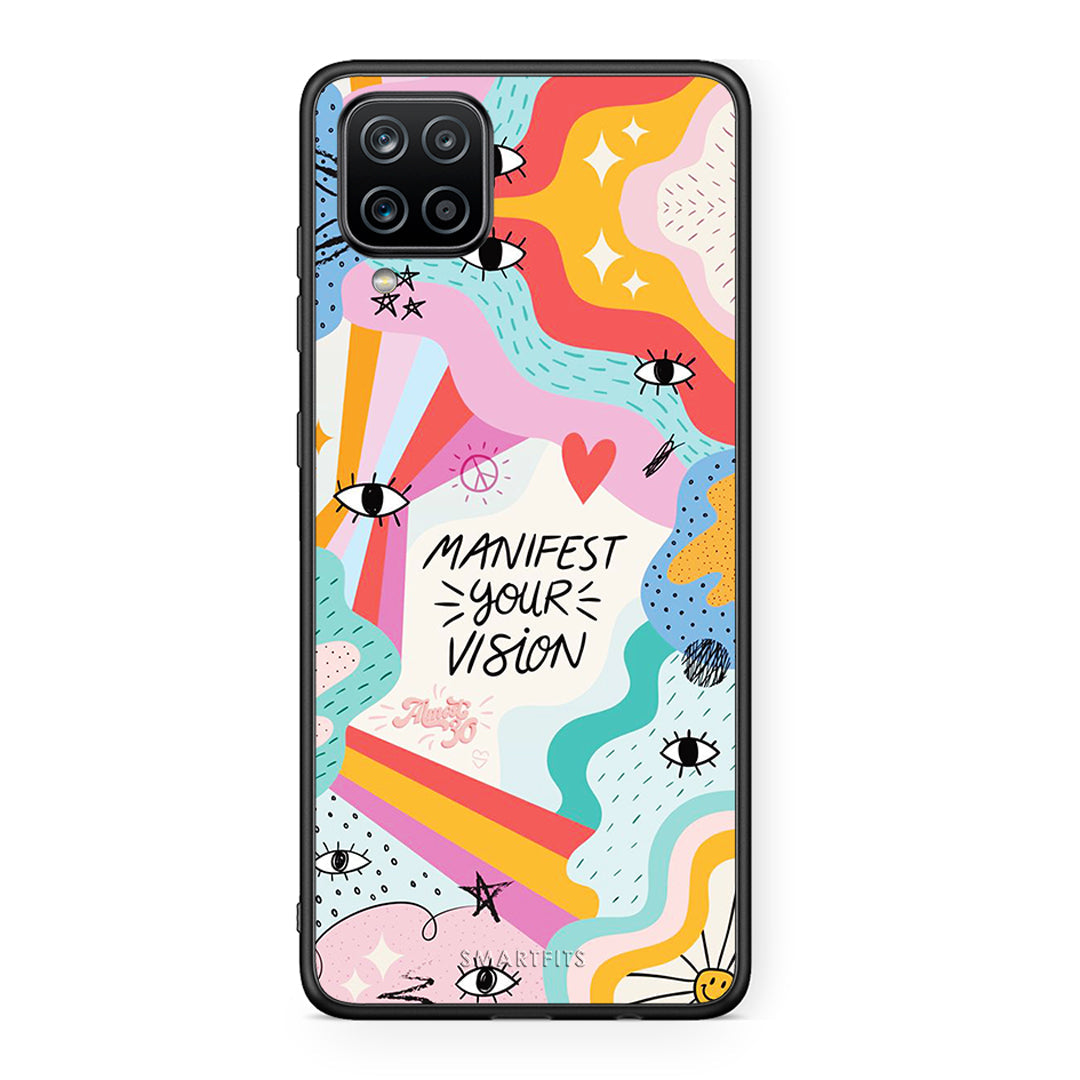 Samsung A12 Manifest Your Vision θήκη από τη Smartfits με σχέδιο στο πίσω μέρος και μαύρο περίβλημα | Smartphone case with colorful back and black bezels by Smartfits