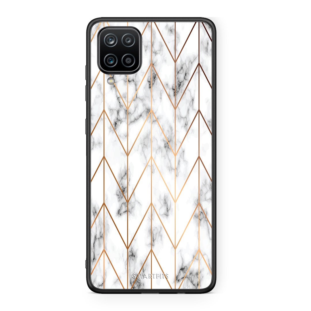 44 - Samsung A12 Gold Geometric Marble case, cover, bumper