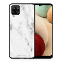 Thumbnail for Θήκη Samsung A12 White Marble από τη Smartfits με σχέδιο στο πίσω μέρος και μαύρο περίβλημα | Samsung A12 White Marble case with colorful back and black bezels
