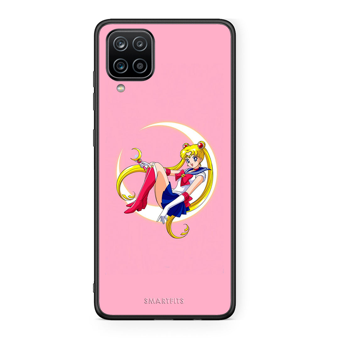 Samsung A12 Moon Girl θήκη από τη Smartfits με σχέδιο στο πίσω μέρος και μαύρο περίβλημα | Smartphone case with colorful back and black bezels by Smartfits