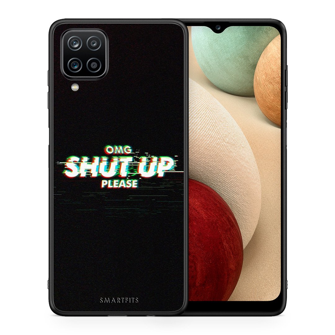 Θήκη Samsung A12 OMG ShutUp από τη Smartfits με σχέδιο στο πίσω μέρος και μαύρο περίβλημα | Samsung A12 OMG ShutUp case with colorful back and black bezels